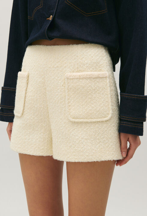 Ivory tweed shorts 