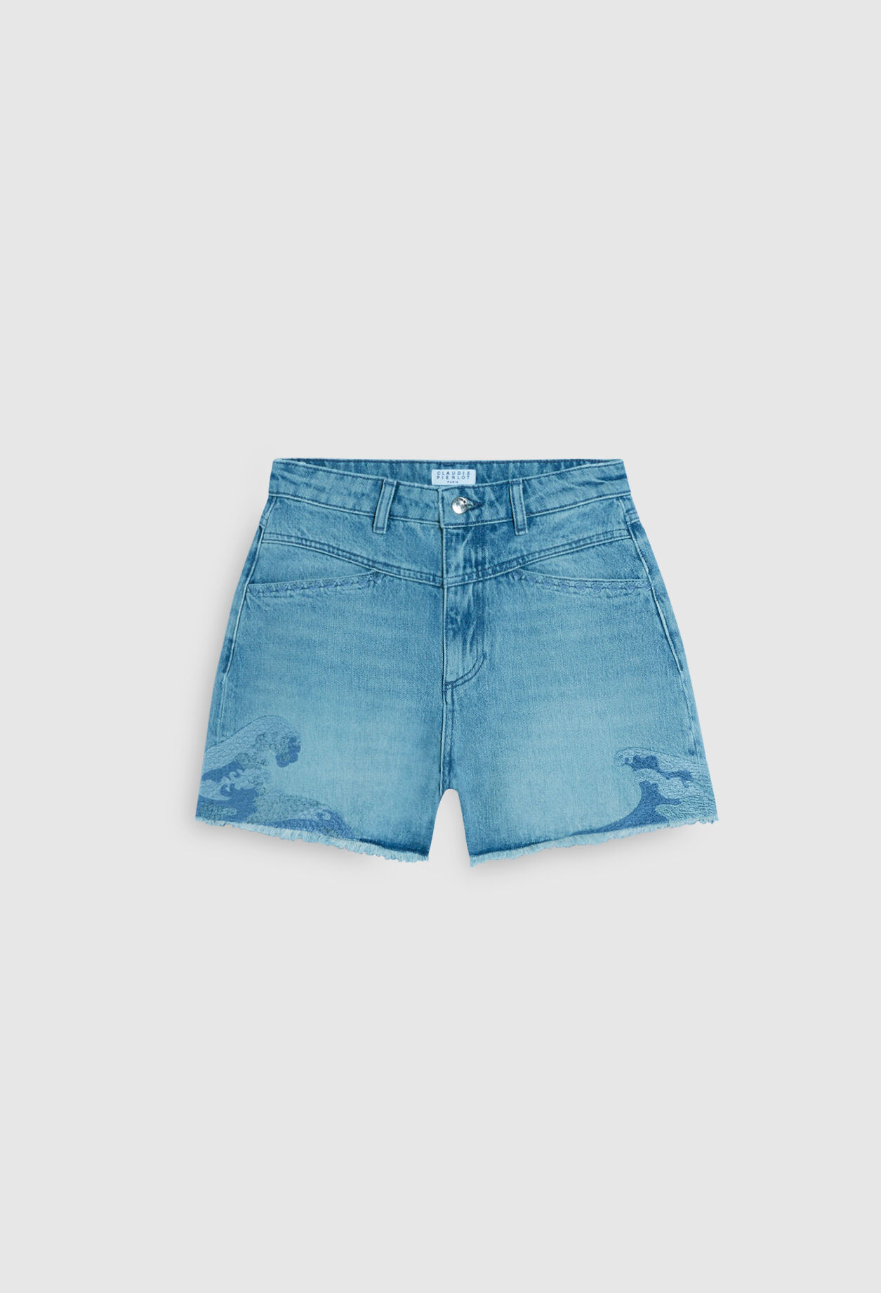 Faded denim shorts