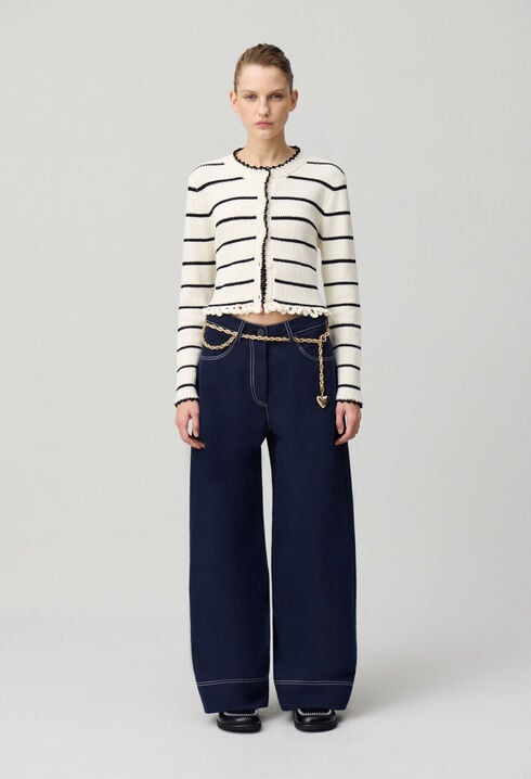 Wide-leg trousers with hems