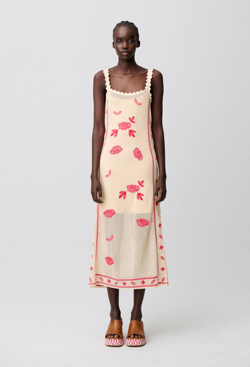 Floral embroidered midi dress