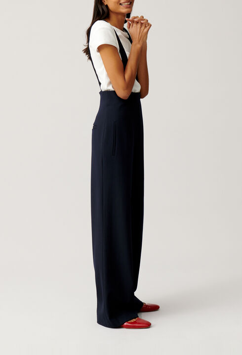 Navy trousers with braces