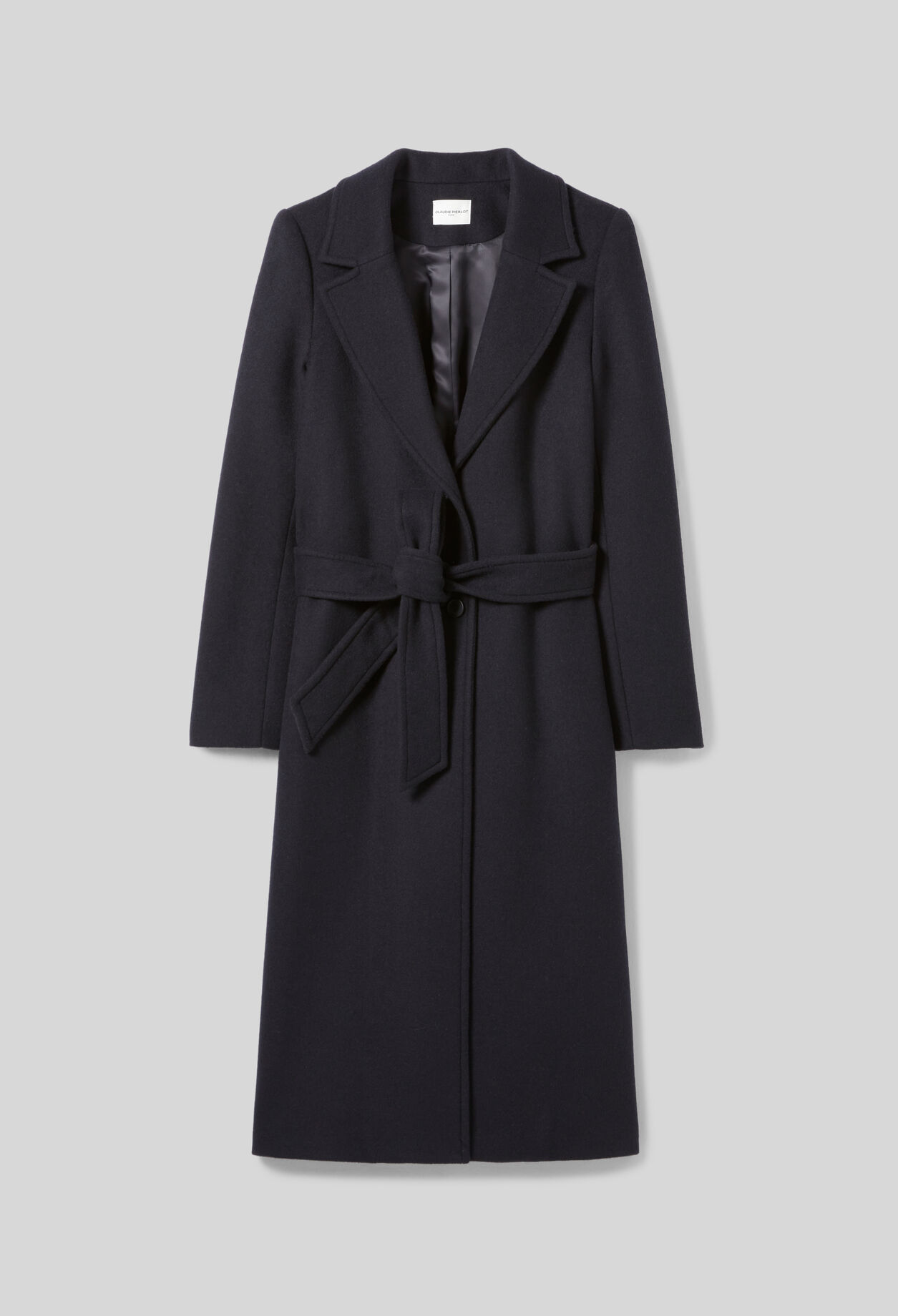 Long double-breasted wool coat