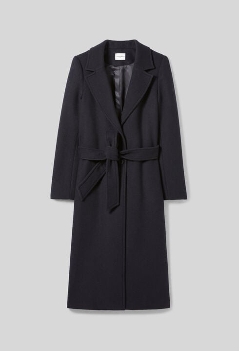 Long double-breasted wool coat