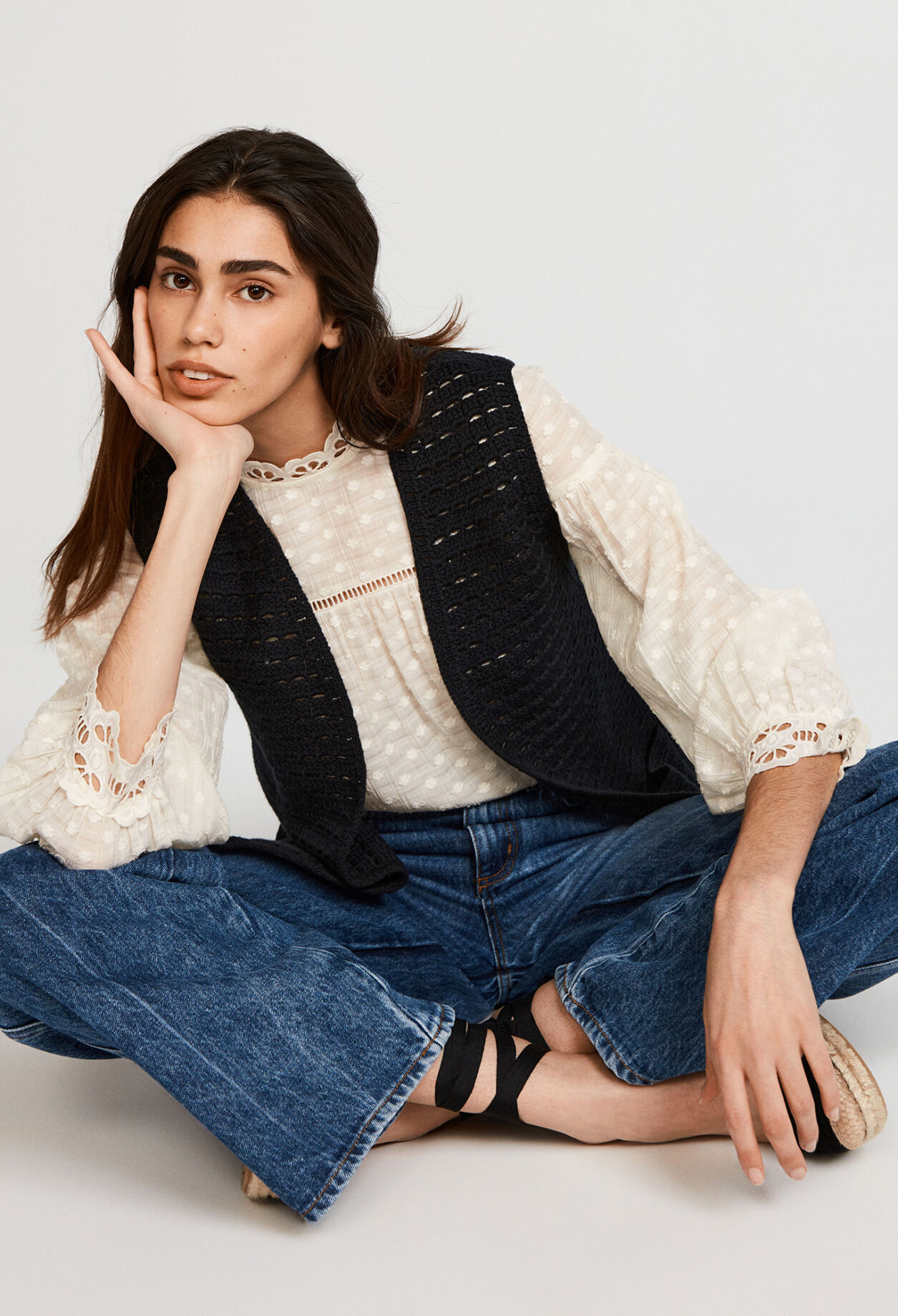 Organic cotton knit cardigan