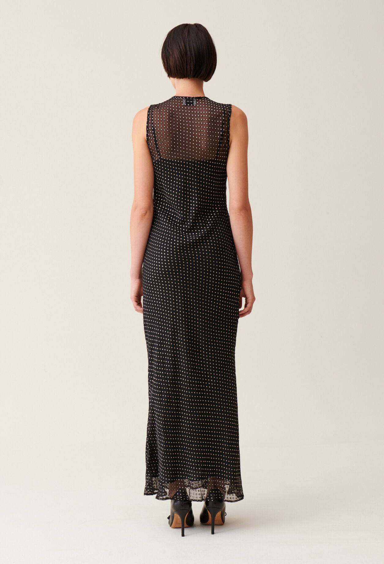 Sheer polka-dot maxi dress