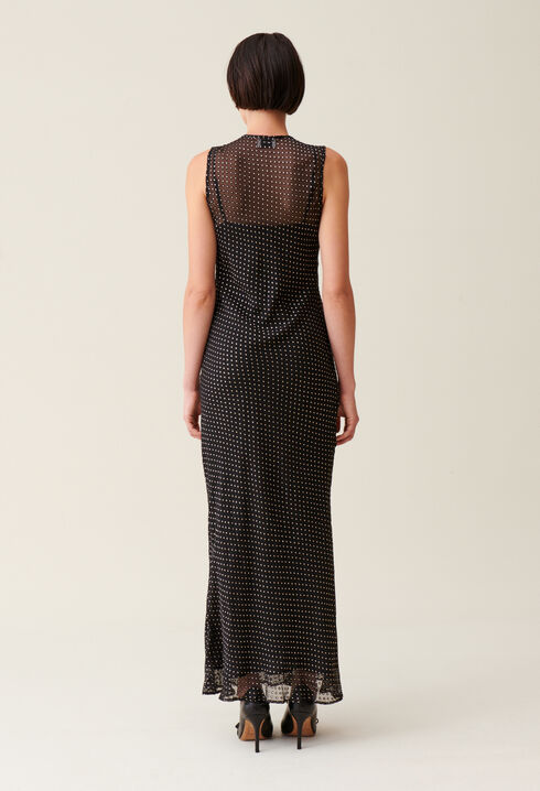Sheer polka-dot maxi dress