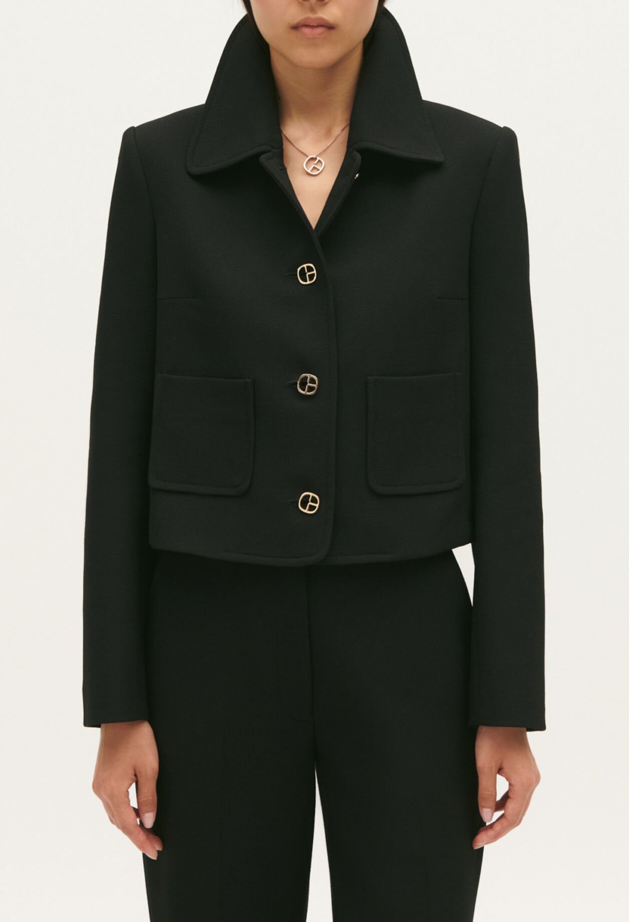Black cropped suit jacket