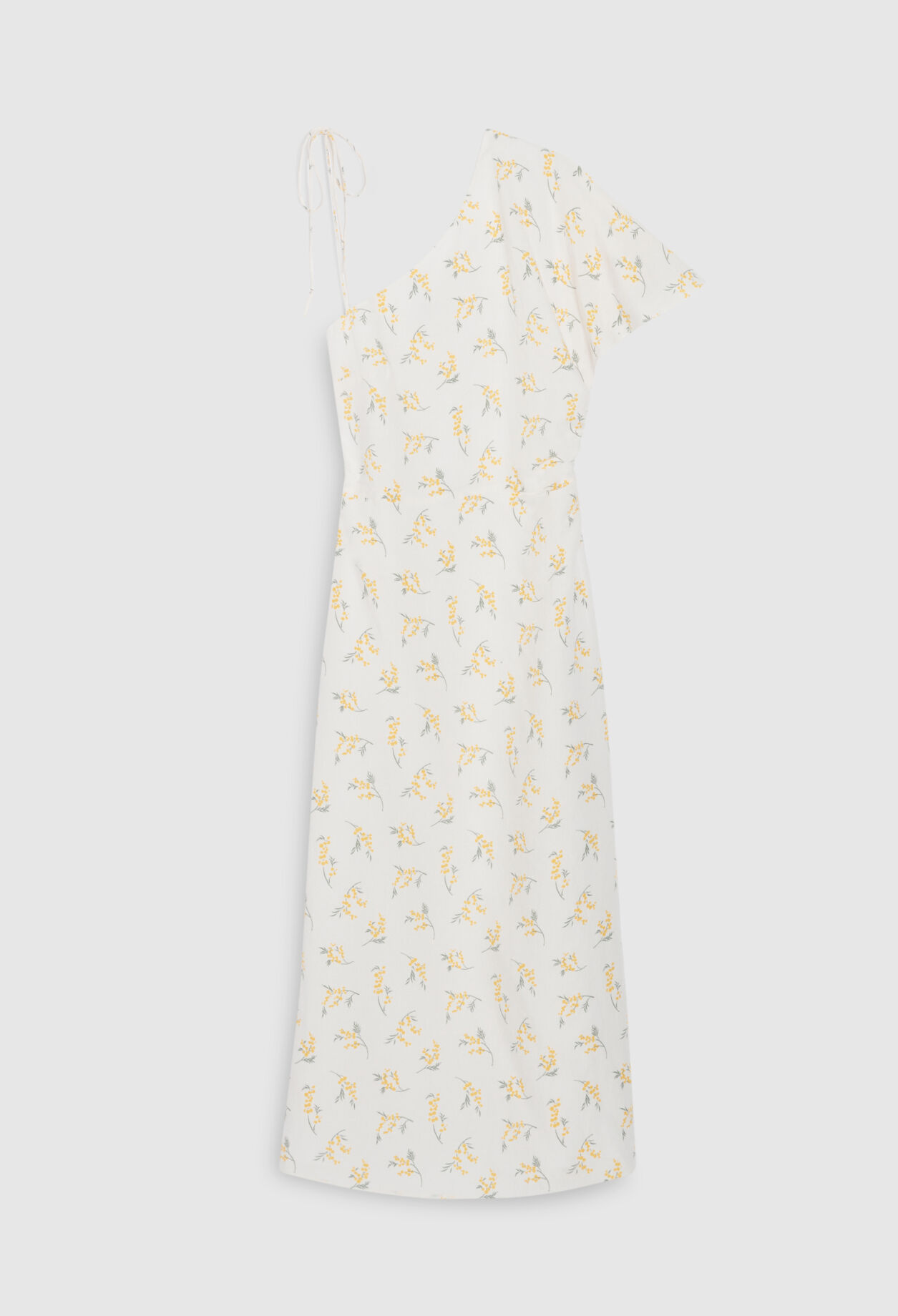 Asymmetric midi dress mimosa pattern