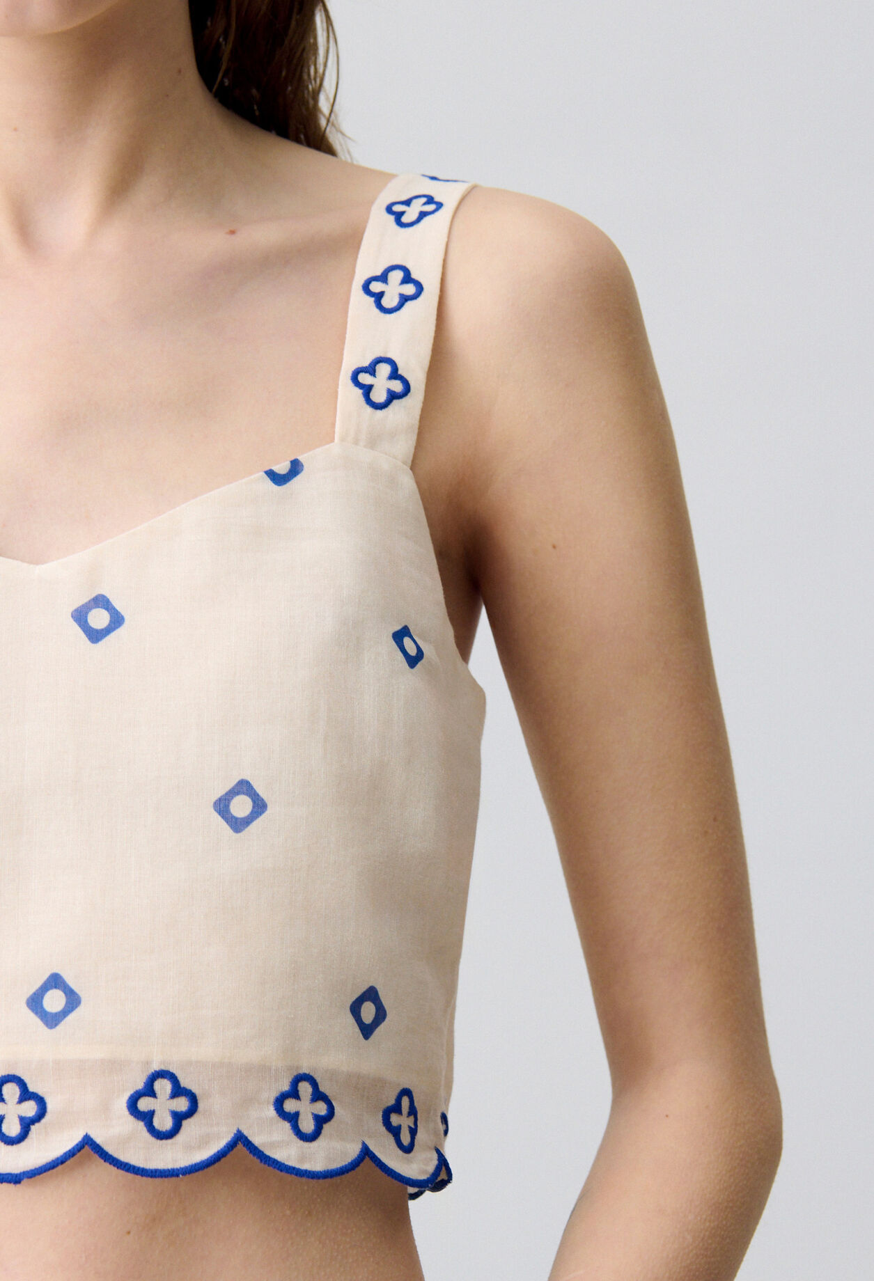 Embroidered Strap Top