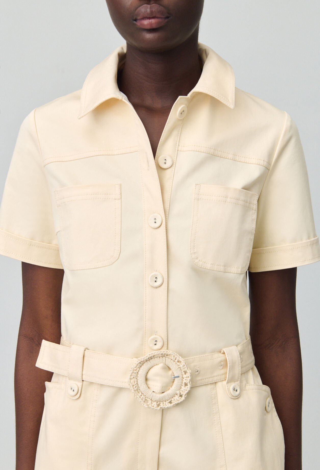 Shirt collar jumpsuit