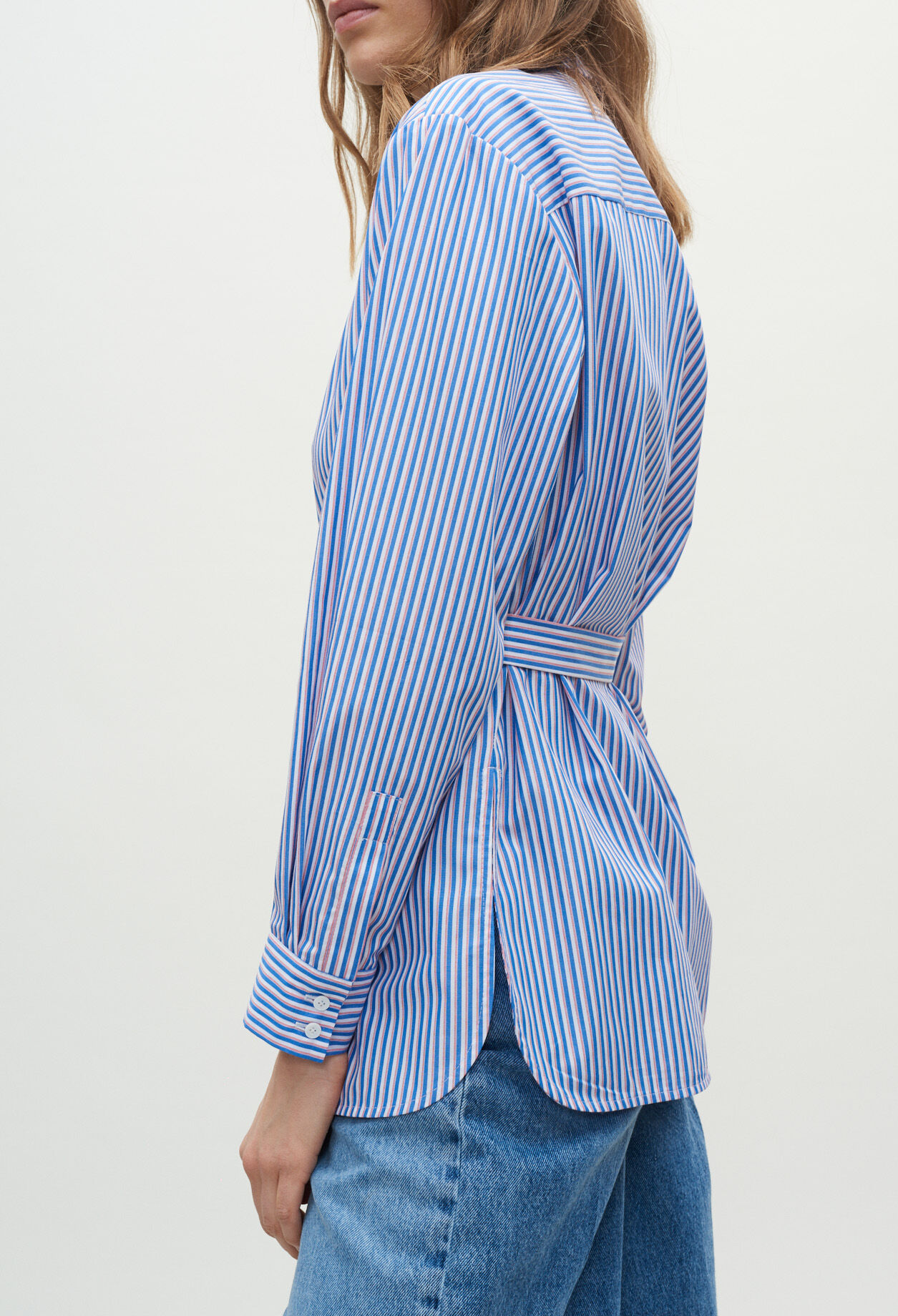 Belted striped shirt