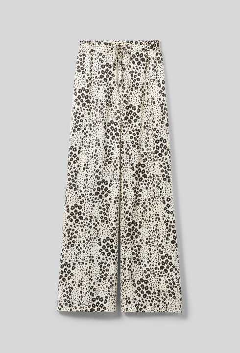 Animal print satin trousers