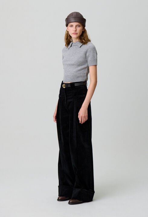 Wide-Leg Velvet Trousers
