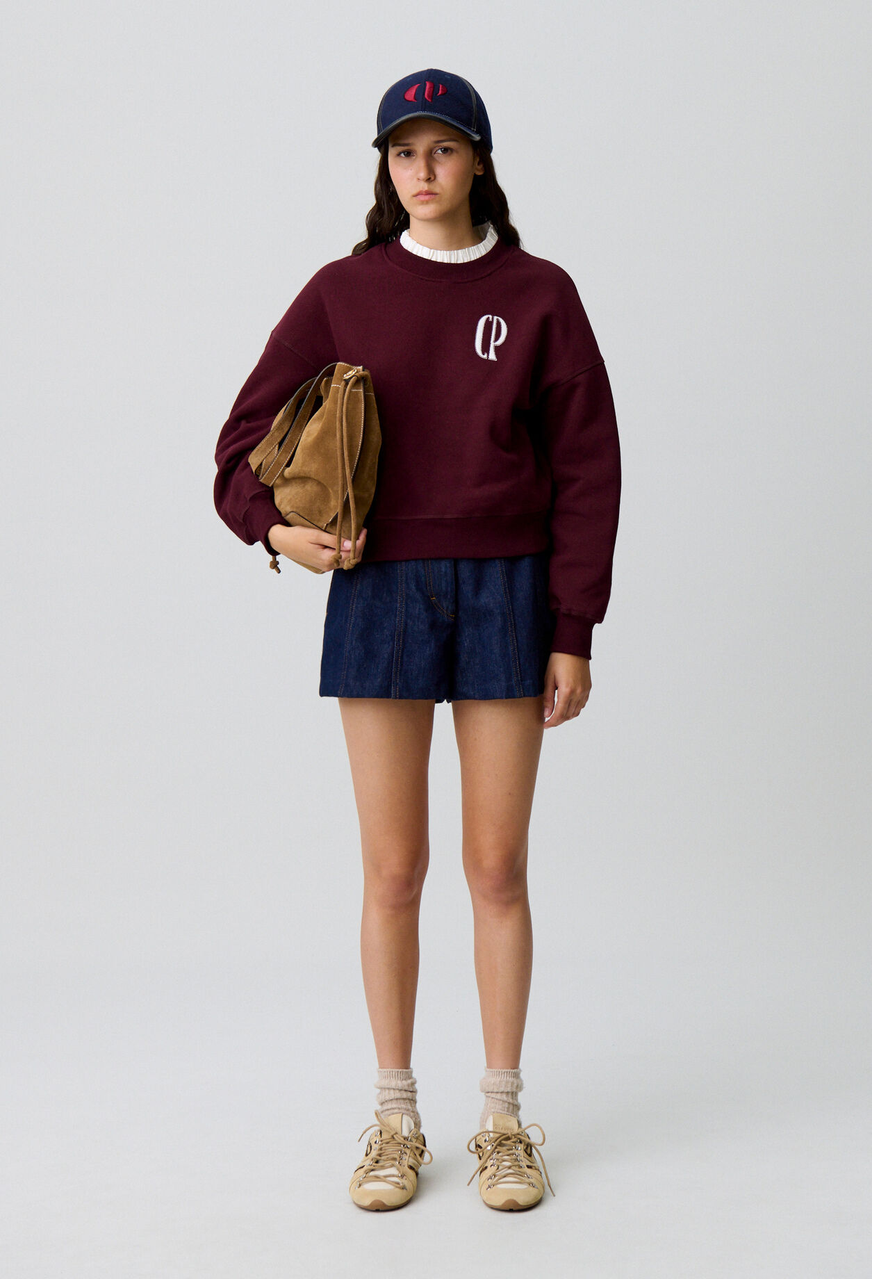 Victorian collar cotton sweatshirt