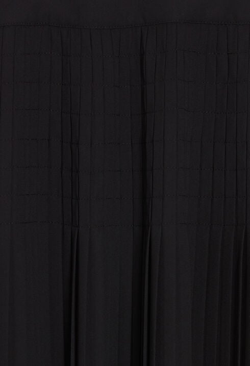 Black pleated mid-length skirt