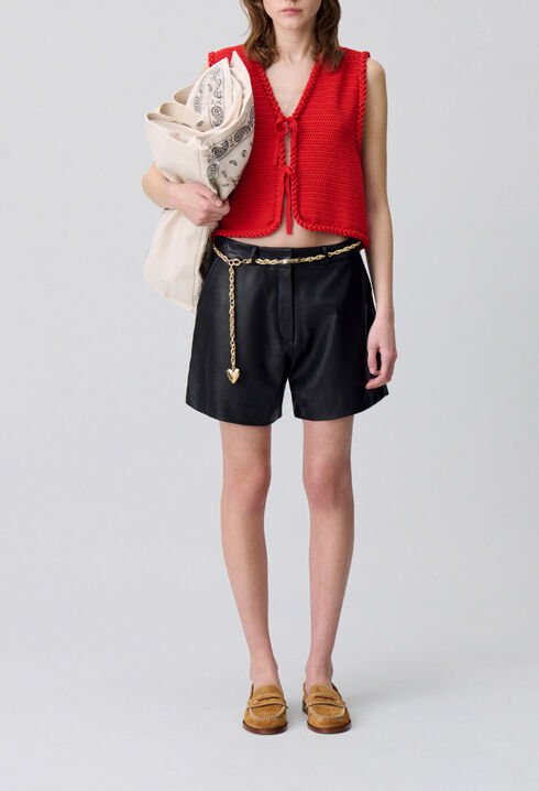 Sleeveless crochet cardigan