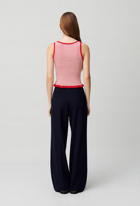 Striped fine-knit tank top