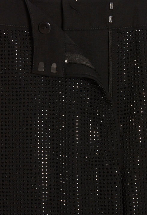 Black trousers with rhinestones