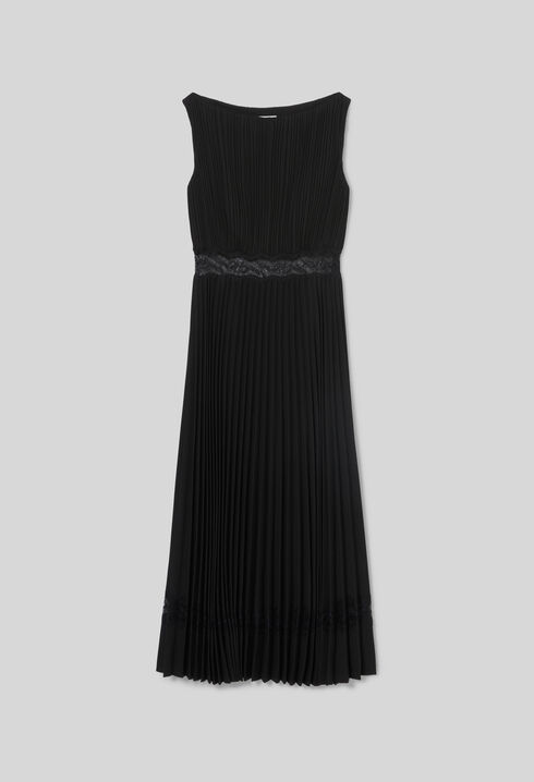 Flowy pleated satin dress