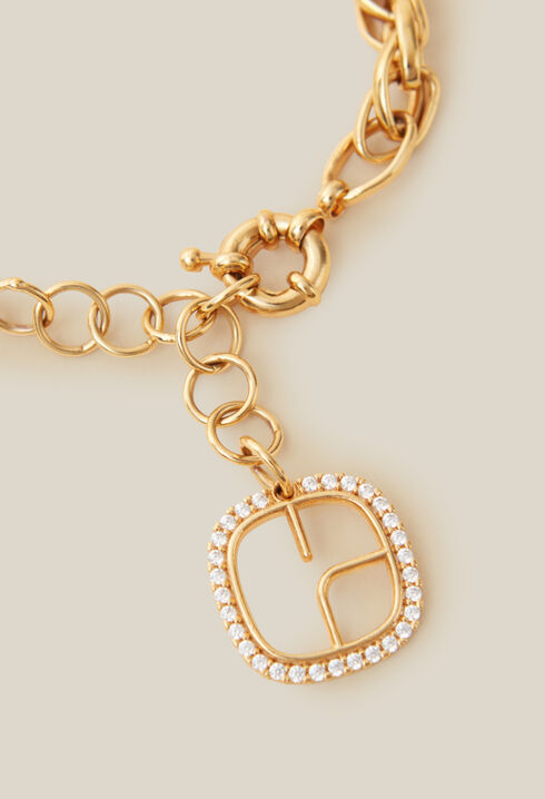 Gold chain bracelet with CP logo