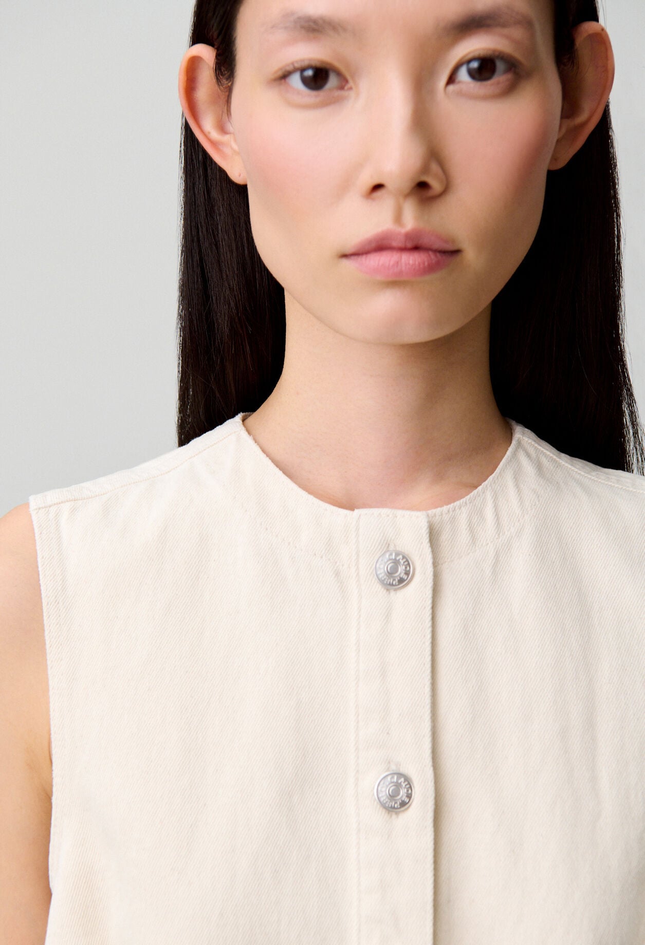 Flared light denim dress