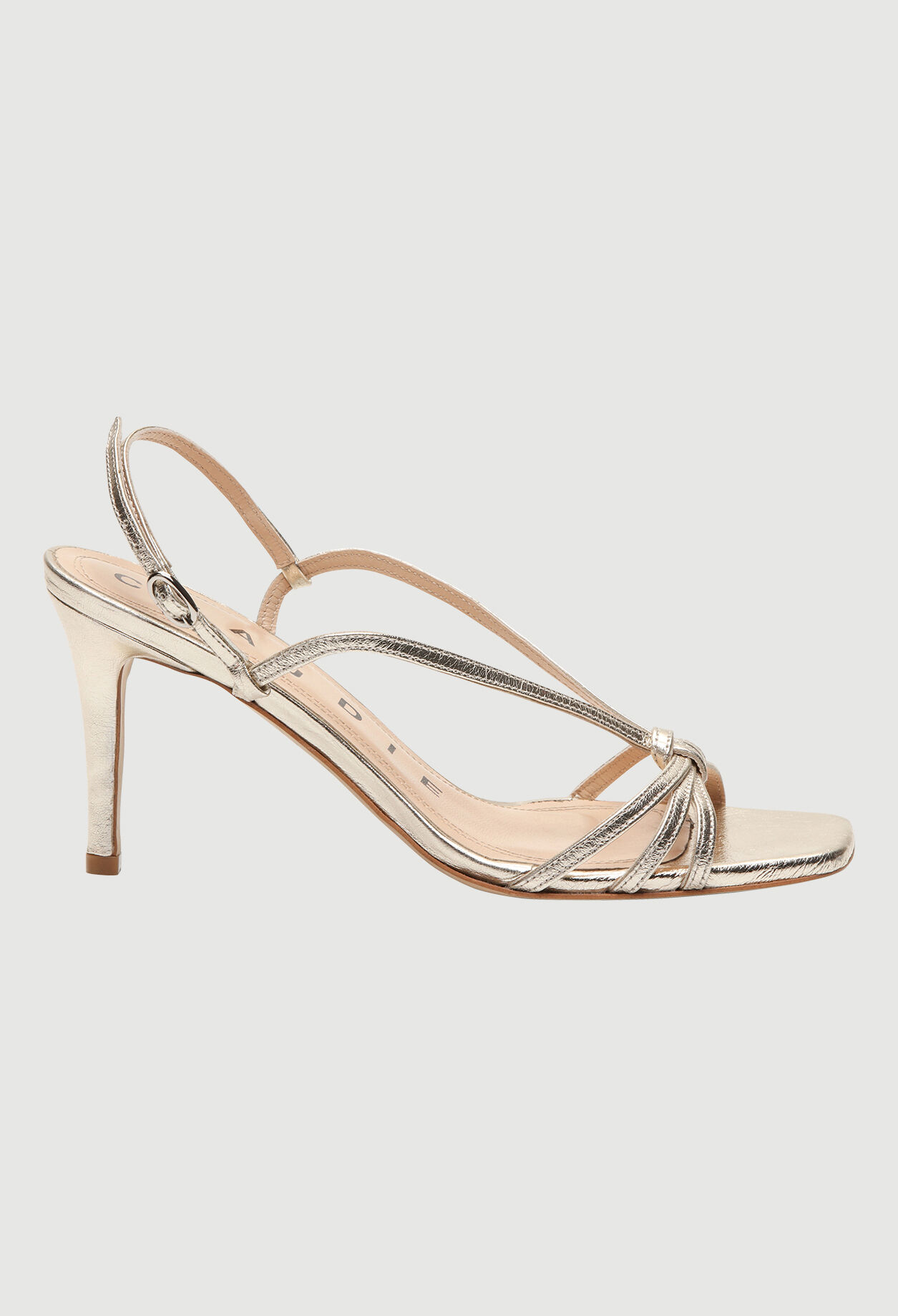 Metallic sandals with heels