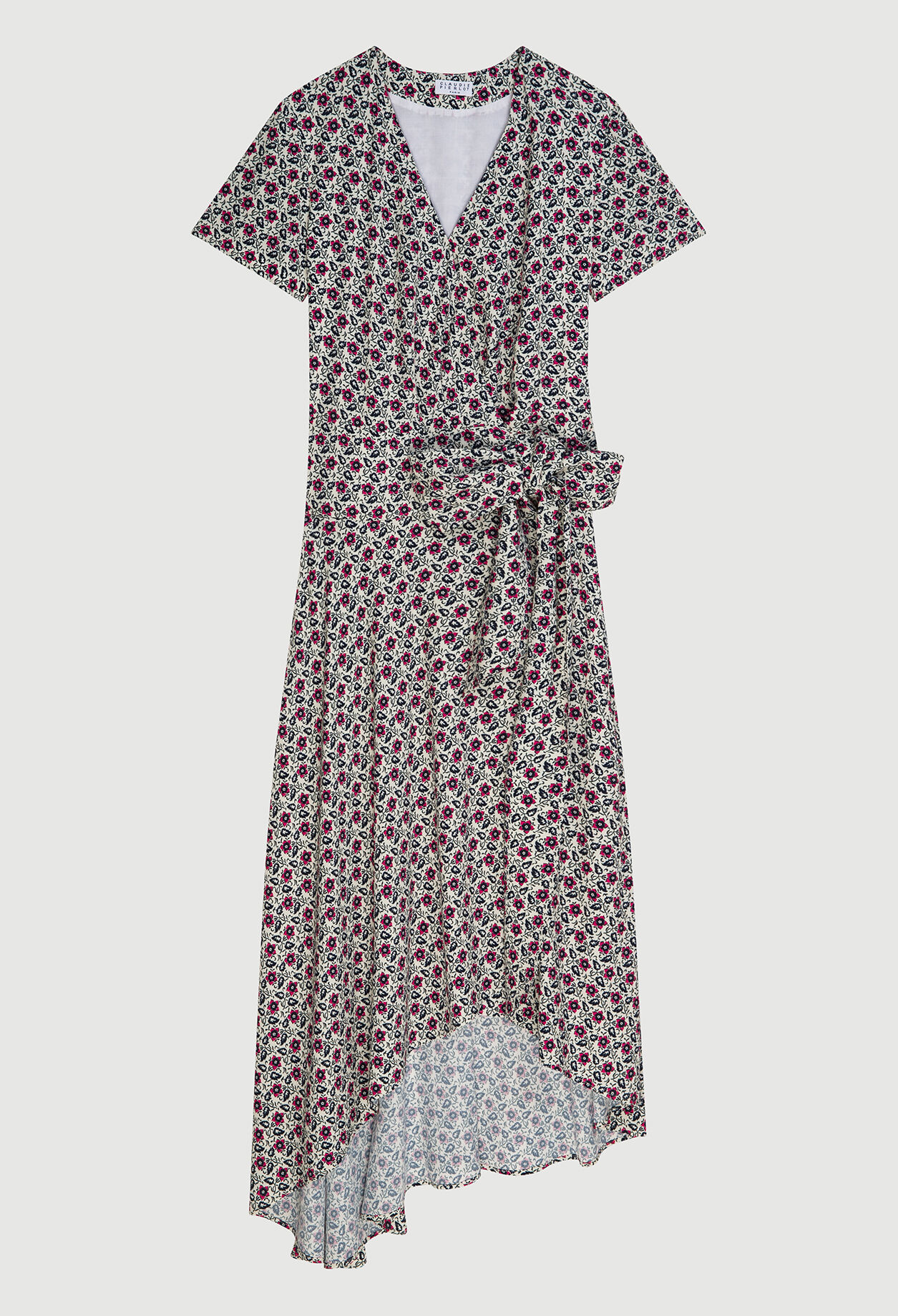 Floral pattern wrap-over dress