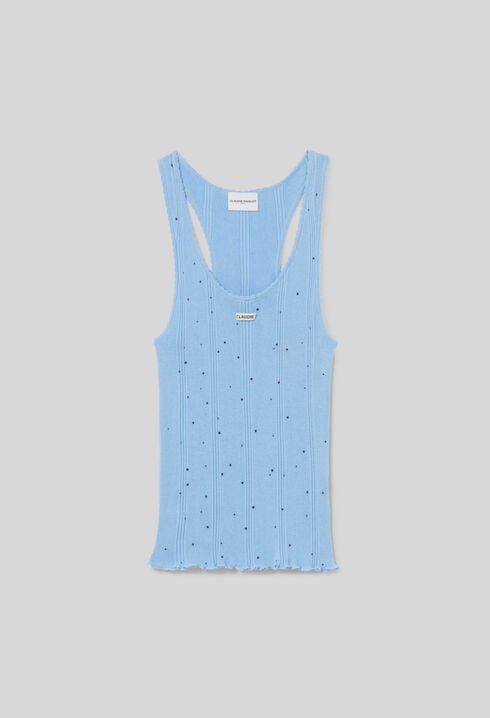 Polka Dot Fine Knit Tank Top