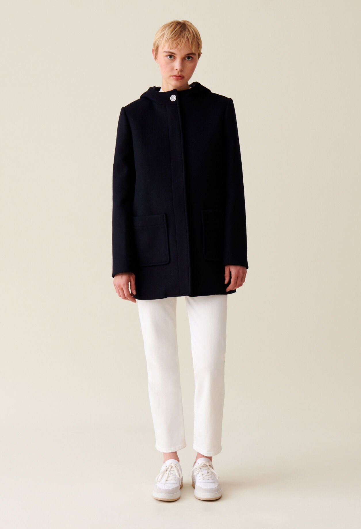 Black hooded coat