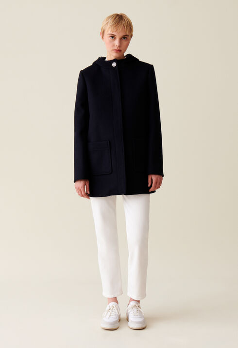 Black hooded coat