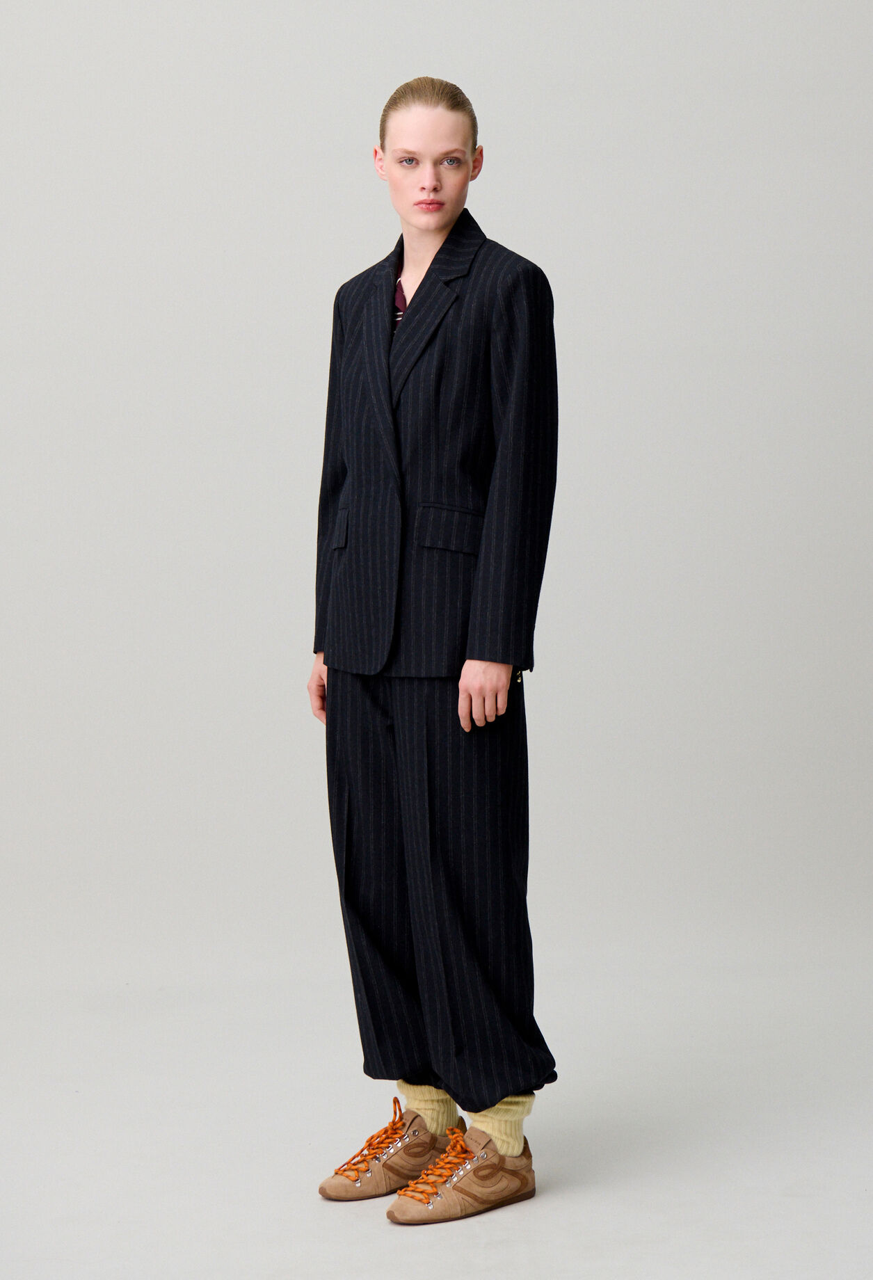 Striped wool-blend jacket