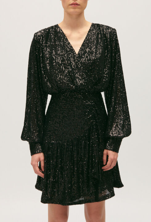 Short black dress with sequins