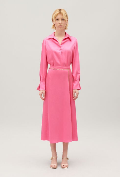 Satin-finish maxi skirt