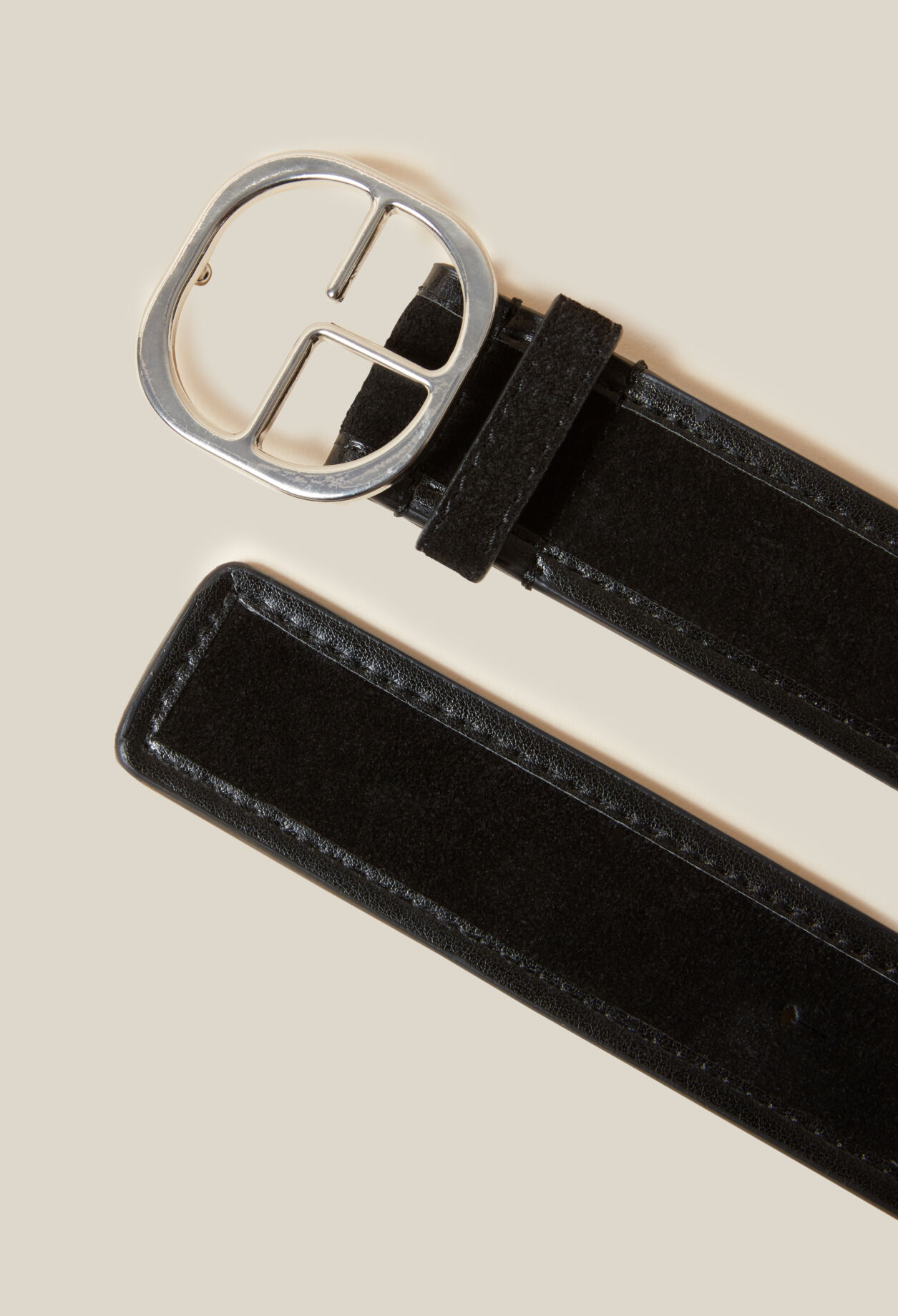 Black suede leather belt 