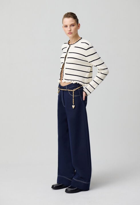 Wide-leg trousers with hems