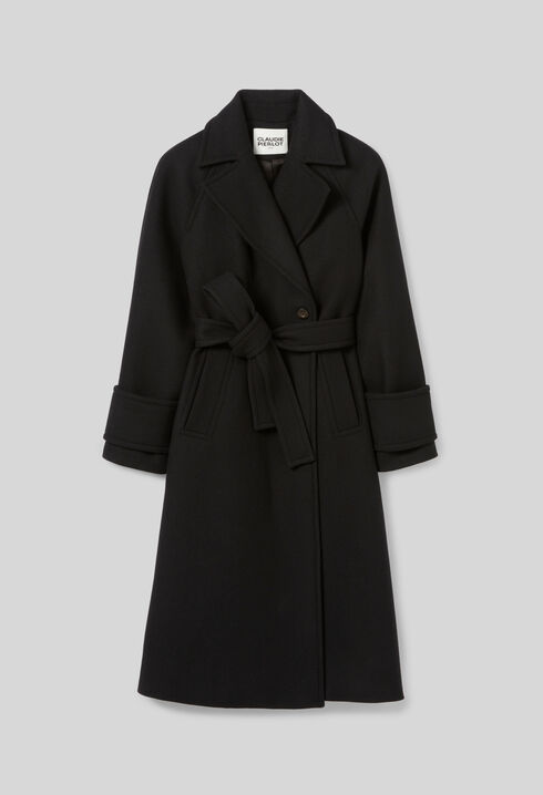 Mid-length wool blend coat