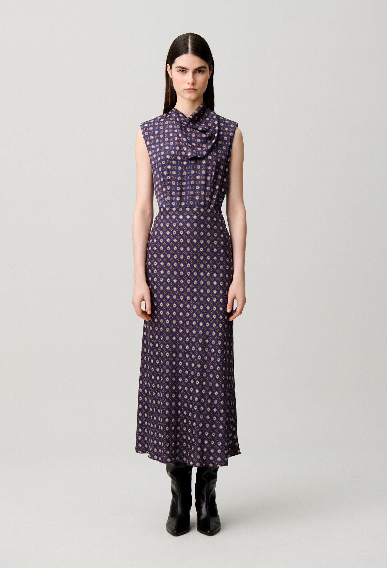 Flowy scarf neck dress