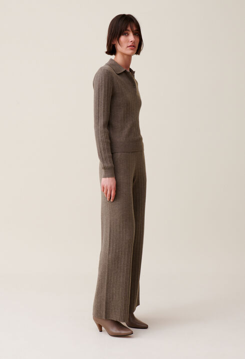 Ribbed Polo Sweater