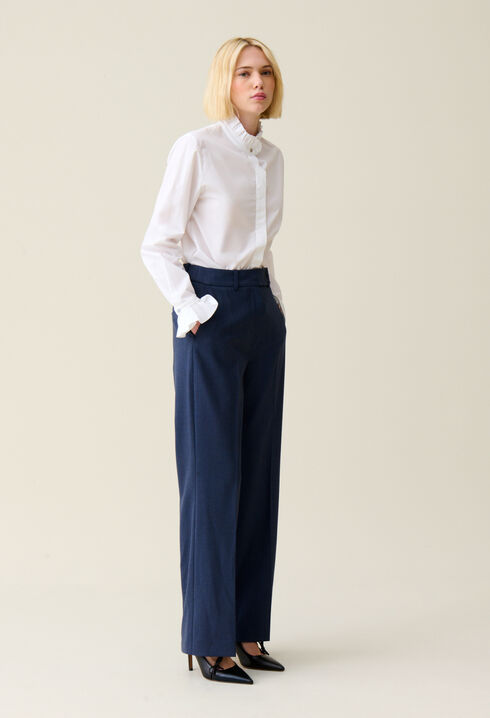 White shirt with ruffled collar