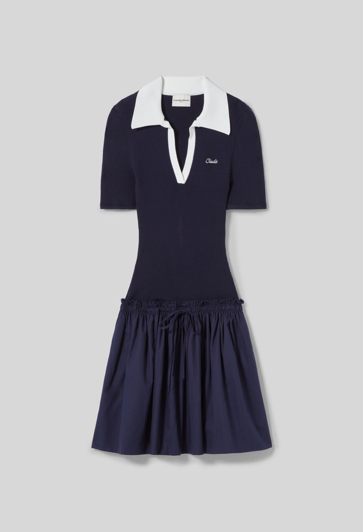 Bi-material knit dress