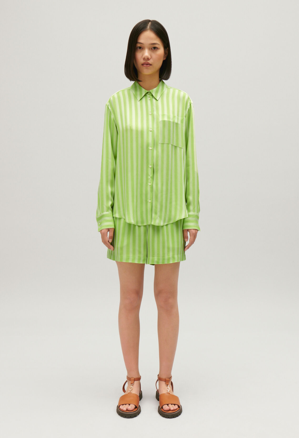 Matcha striped floaty shirt