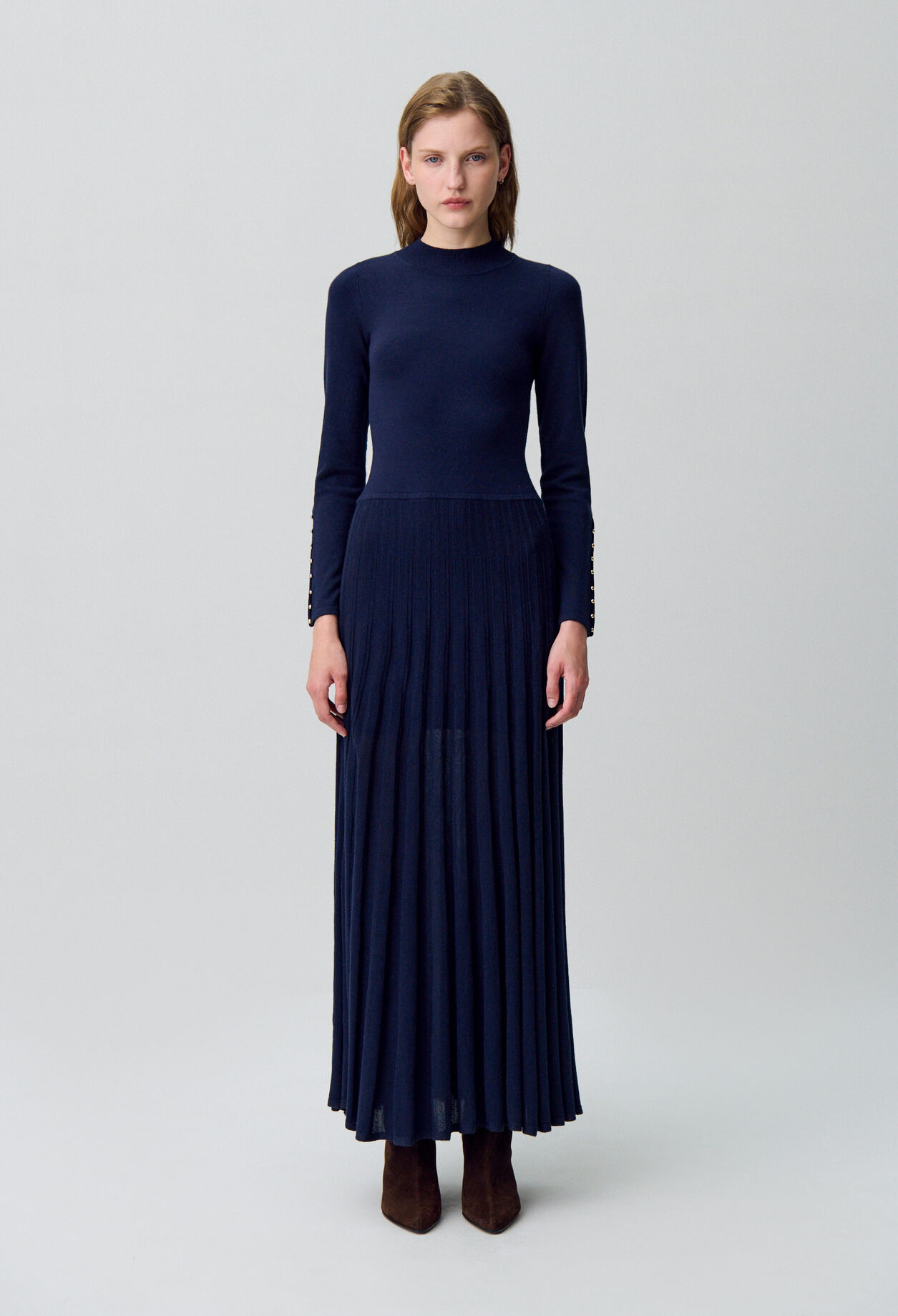 Long collared knit dress