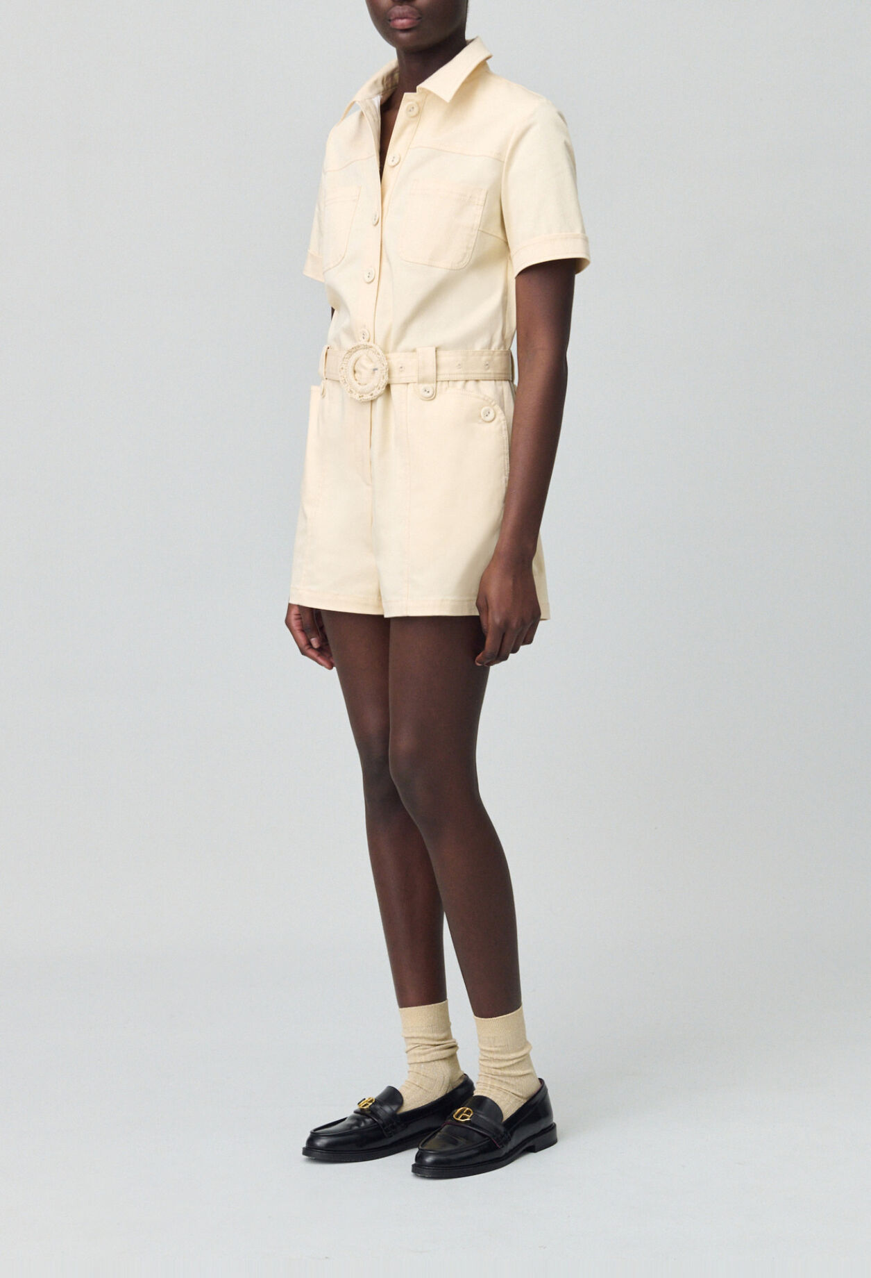 Shirt collar jumpsuit