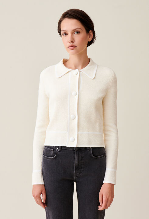 Mottled cardigan with piping
