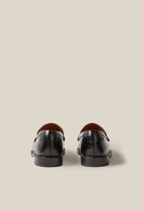 Black leather loafers