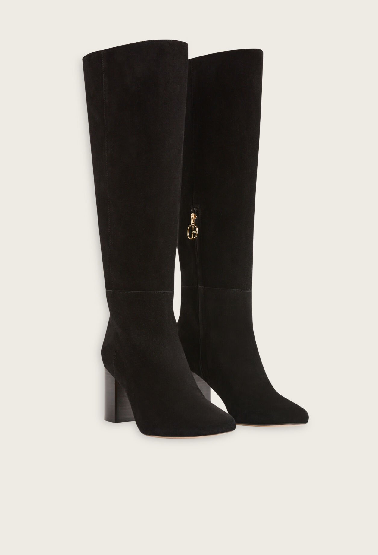 Black suede tall boots