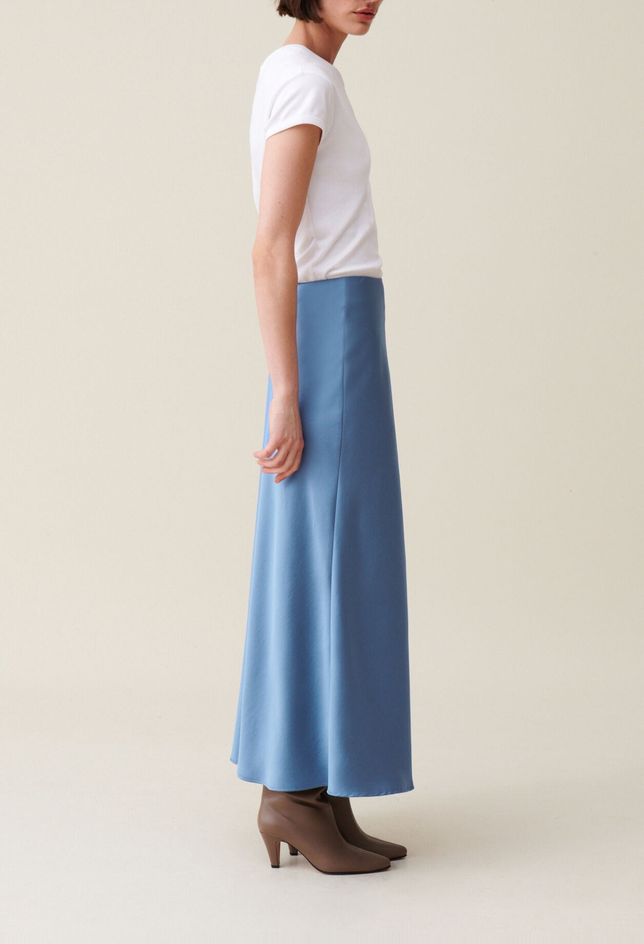 Flowing Satin Midi Skirt