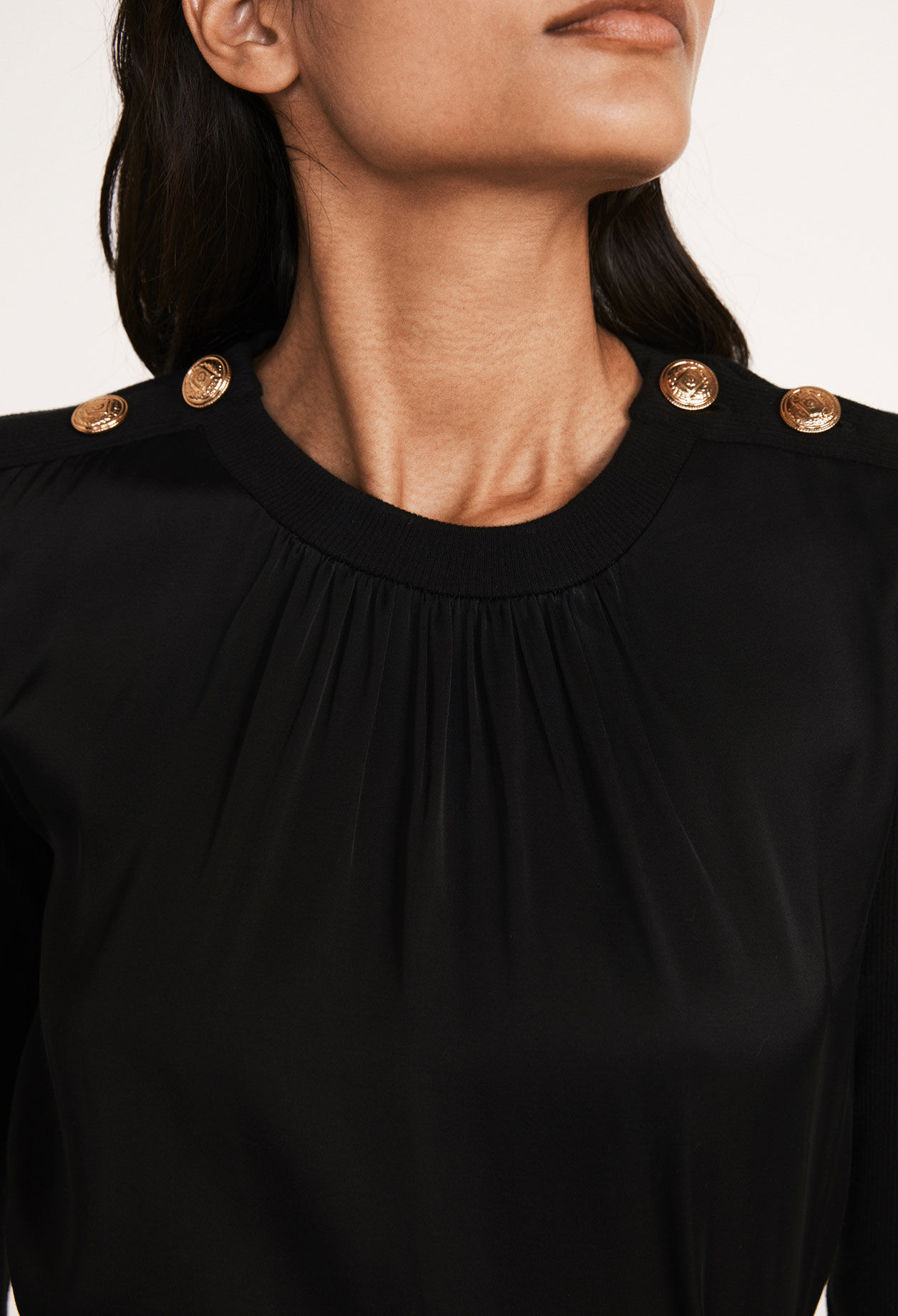 Black T-shirt with buttons