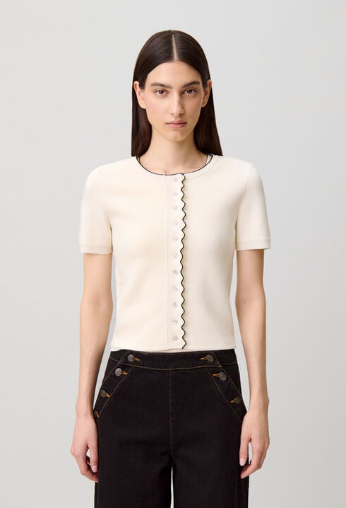 Contrast knit cardigan