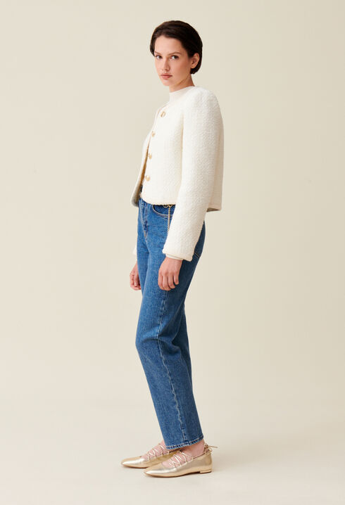 Short ivory tweed jacket 